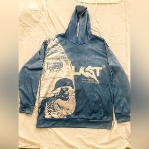 Fully sublimated Graphic print Hooded lightweight sweatshirt - Blue & White